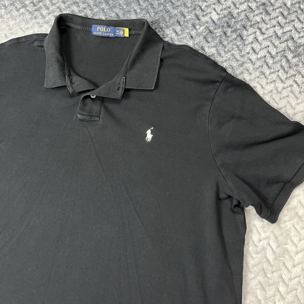 Polo Ralph Lauren Polo Shirt XXL Black Classic Fit Red Pony Logo Cotton Mesh